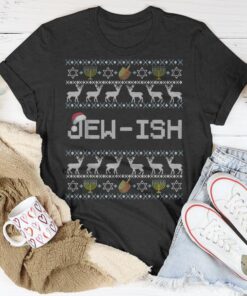Fun Ugly Hanukkah Sweater Jew-Ish Santa Hat Merry Christmas T-Shirt 17 fun ugly hanukkah sweater jew ish santa hat merry christmas t shirt 20231008105913 sxy01waw 2
