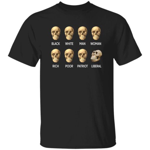 Black White Man Woman Rich Poor Patriot Liberal Skull Shirt